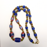 Chevron and White Heart Venetian Beads African Glass Beads Necklace #NC-105